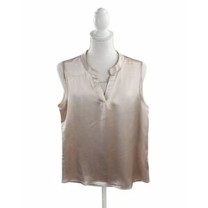 Nicole Miller NY Women's XL Beige V Neck Sleeveless Blouse